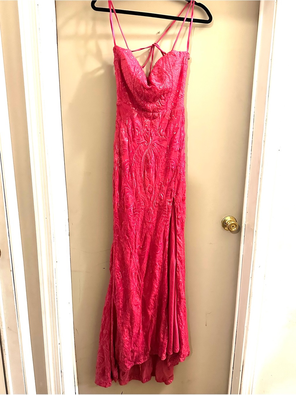 Strappy Pink Evening Gown
